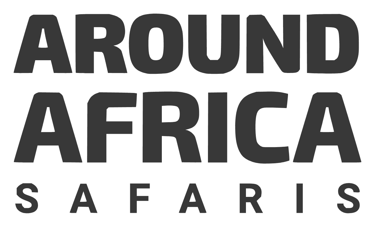 El logotipo solo: «AROUND AFRICA» sobre «SAFARIS» con espaciado amplio.
